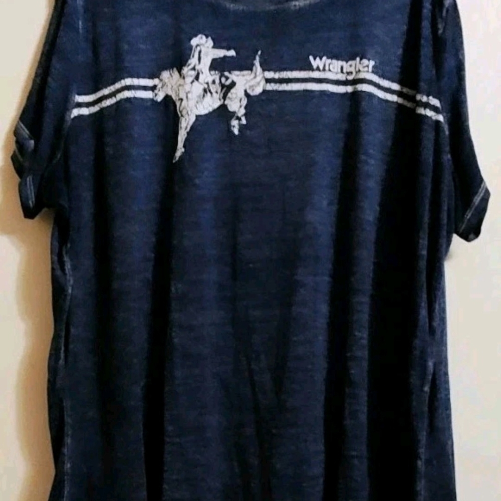 Wrangler Collaboration with MODCLOTH Distressed 4X Blue Graphic T-Shirt